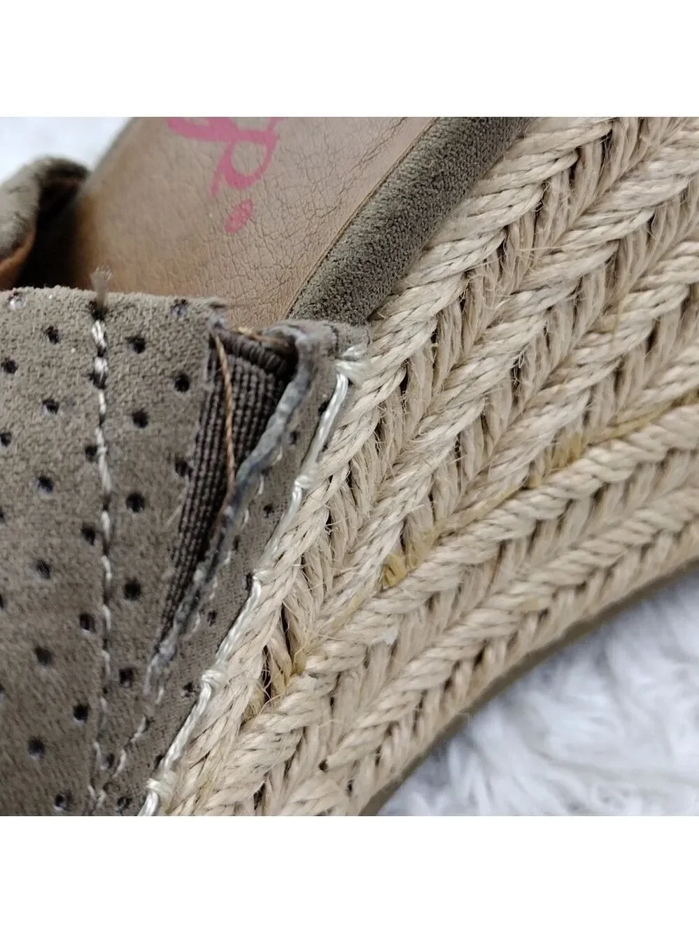 Jellypop Taupe Faux Suede Ankle Buckle Strap Wedge Heeled Espadrille Sandal Shoe